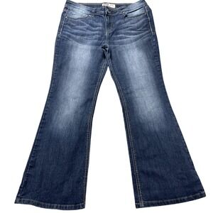 L.e.i. Sophia Hipster Flare Jeans Juniors 15 Blue Low Rise Stretch Denim 36x29